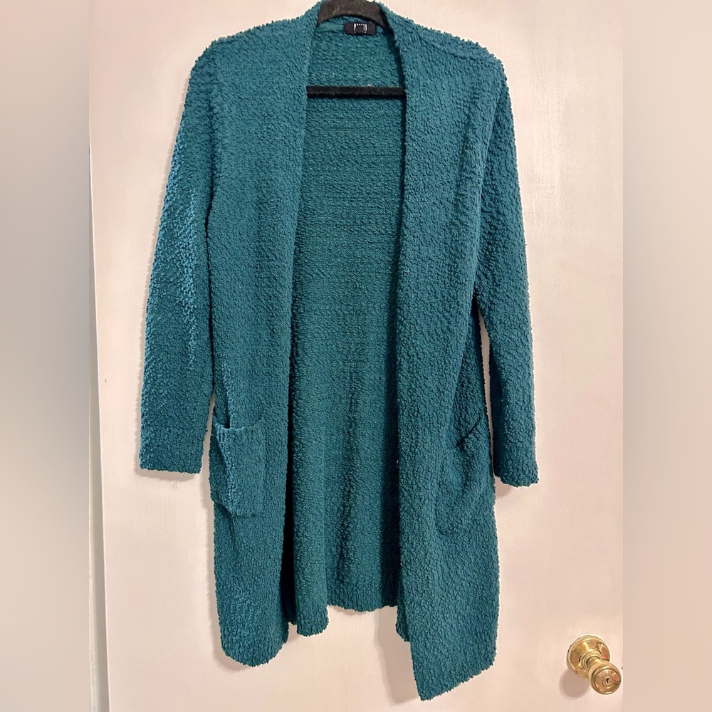 Teal Open-Front Women's Sweater